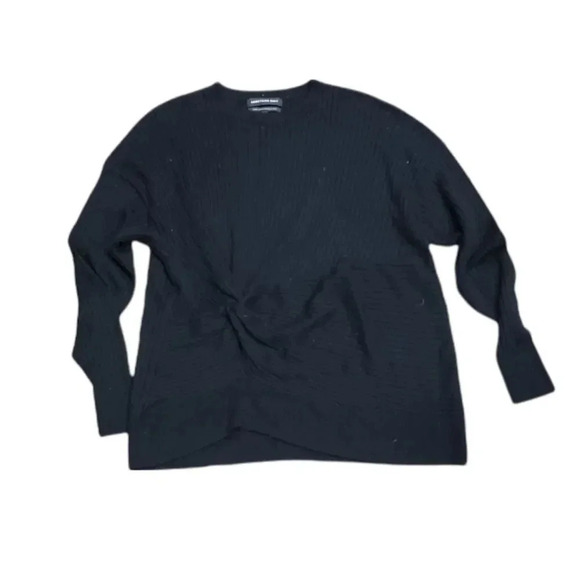 Something Navy Black Ribbed Knotted Oversized Sweater XS - Picture 2 of 4